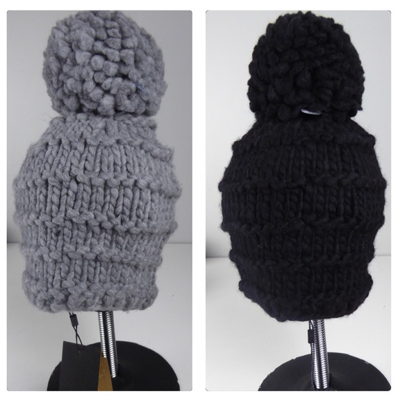 Frye Chunky Knit PomPom 2 Beanie Hat Bundle NWT main image 9